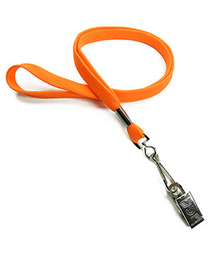  3/8 inch Orange blank lanyard with swivel j hook and metal clipblankLRB329NORG 