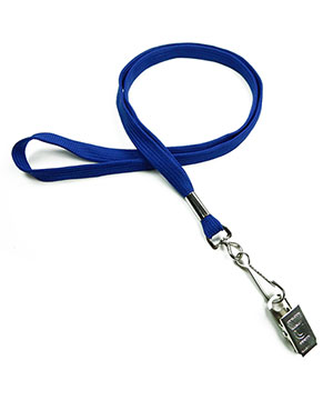  3/8 inch Royal blue neck lanyards attached swivel hook with bulldog clip-blank-LRB329NRBL 