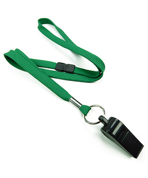  3/8 inch Green whistle lanyard with safety breakaway-blank-LRB32WBGRN