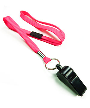  3/8 inch Hot pink whistle lanyard with safety breakaway-blank-LRB32WBHPK