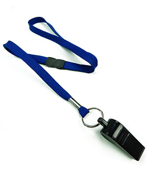  3/8 inch Royal blue whistle lanyard with safety breakaway-blank-LRB32WBRBL 