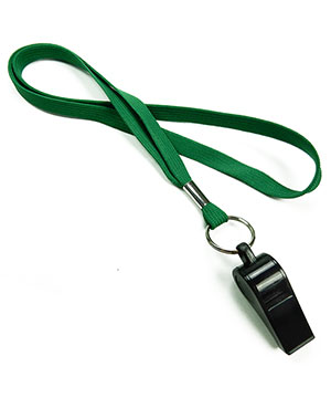  3/8 inch Green sports lanyard attached keyring with whistleLRB32WNGRN 