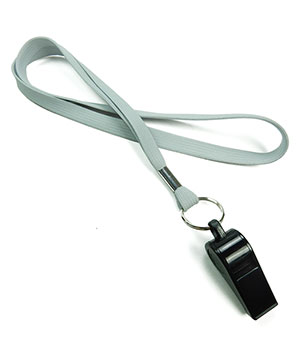 3/8 inch Gray sports lanyard attached keyring with whistleLRB32WNGRY 
