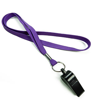  3/8 inch Purple sports lanyard attached keyring with whistleLRB32WNPRP 