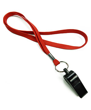  3/8 inch Red sports lanyard attached keyring with whistleLRB32WNRED 