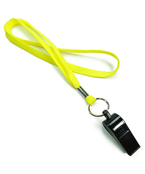  3/8 inch Yellow sports lanyard attached keyring with whistleLRB32WNYLW 