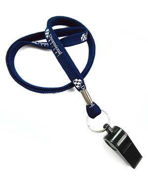  3/8 inch Custom whistle lanyard attached split ring with a whistle-Screen Printing-LRP0305N 