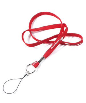  3/8 inch Custom device lanyards with key ring and cell phone strap-Screen Printing-LRP0308N 
