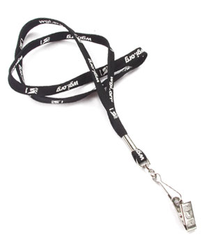  3/8 inch Customized clip lanyard attached swivel hook with a bulldog clip-Screen Printing-LRP0319N 