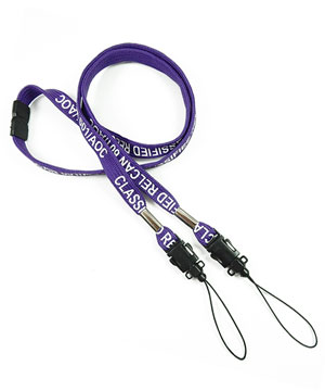  3/8 inch Personalized double end lanyard attached safety breakaway and 2 quick release loop connectors-Screen Printing-LRP03D4B 