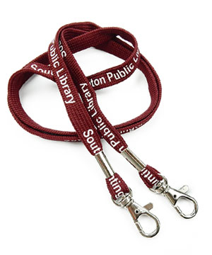  3/8 inch Customized double hook lanyards attached 2 lobster clasp hooks-Screen Printing-LRP03D6N 