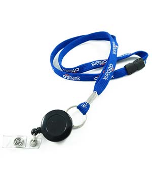  3/8 inch Personalized breakaway lanyards attached split ring with a ID badge reel-Screen Printing-LRP03R1B 