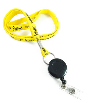  3/8 inch Custom retractable lanyards with split ring and retractable ID reel-Screen Printing-LRP03R1N 