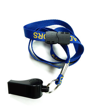  1/2 inch Custom Whistle Lanyards with whistle and safety breakaway-Screen Printing-LRP0405B 