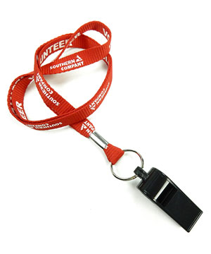  1/2 inch Customized Whistle Lanyard attached split ring with a whistle-Screen Printing-LRP0405N 