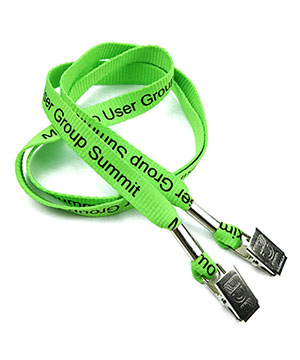  1/2 inch Custom Double Clip Lanyard with a metal clip on strap each ed-Screen Printing-LRP04D2N 
