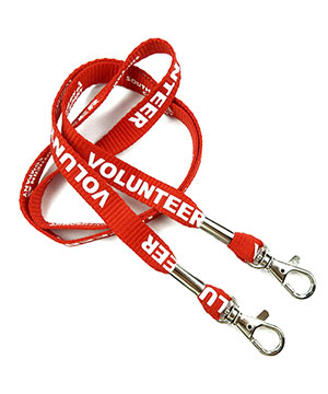  1/2 inch Custom Double Hook Lanyards attached 2 lobster clasp hooks-Screen Printing-LRP04D6N 