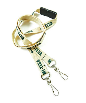 Personalized Breakaway Lanyards  1 inch personalized double clip lanyard  attached breakaway and 2 swivel clips-Screen Printing-LRP08DAB