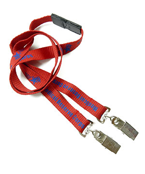  5/8 inch Personalized Double Clip Lanyard attached breakaway and 2 swivel clips-Screen Printing-LRP05DAB 