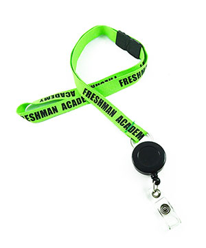  5/8 inch Custom Breakaway Lanyards attached split ring with a ID badge reel-Screen Printing-LRP05R1B 