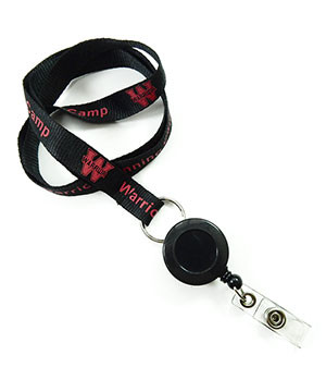  5/8 inch Customized Retractable Lanyards with split ring and retractable ID reel-Screen Printing-LRP05R1N 