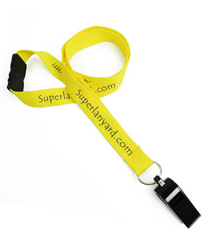  3/4 inch Custom Whistle Lanyards with whistle and safety breakaway-Screen Printing-LRP0605B 