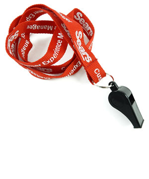  3/4 inch Custom Whistle Lanyard attached split ring with a whistle-Screen Printing-LRP0605N 