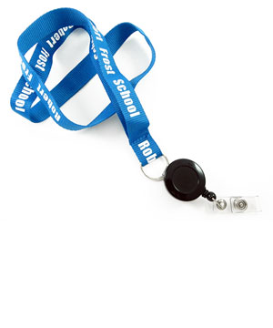  3/4 inch Custom Retractable Lanyards with split ring and retractable ID reel-Screen Printing-LRP06R1N 