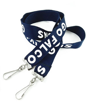  1 inch Personalized Double Hook Lanyards attached metal swivel hook on each ed-Screen Printing-LRP08D3N 