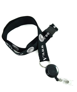  1 inch Custom Breakaway Lanyards attached split ring with a ID badge reel-Screen Printing-LRP08R1B 