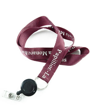  1 inch Personalized Retractable Lanyards with split ring and retractable ID reel-Screen Printing-LRP08R1N 