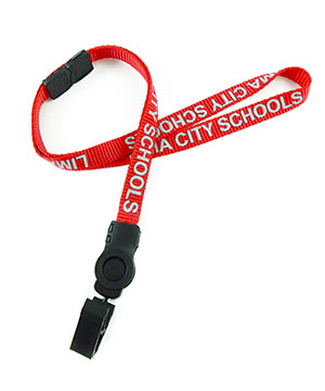  1/2 inch Customized breakaway lanyard attached detachable buckle with a plastic ID clip-custom screen printing 
