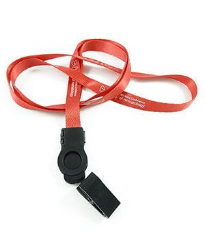  1/2 inch Customized lanyard attached detachable buckle with a plastic ID clip-custom screen printing 