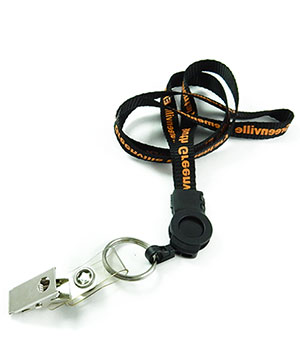  1/2 inch Customized ID lanyard  attached detachable buckle and keyring with a ID strap clip-custom screen printing 