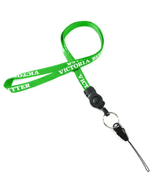  1/2 inch Customized detachable lanyard attached metal split ring with a quick release strap connector-custom screen printing 