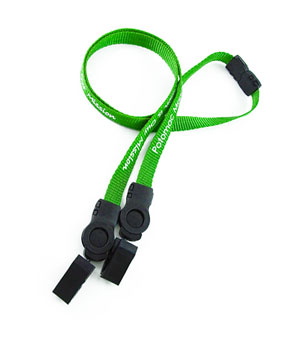  1/2 inch Customized breakaway lanyard attached detachable buckle and a plastic ID clip on each end-custom screen printing 