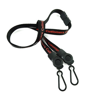  1/2 inch Customized breakaway lanyard  attached detachable buckle and a plastic hook on each strap end-custom screen printing 