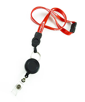  1/2 inch Customized breakaway lanyard attached safety breakaway and split ring with a retractable ID reel-custom screen printing 