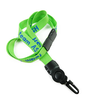  5/8 inch Custom breakaway lanyards attached detachable buckle with a rotating plastic j hook-custom screen printing 