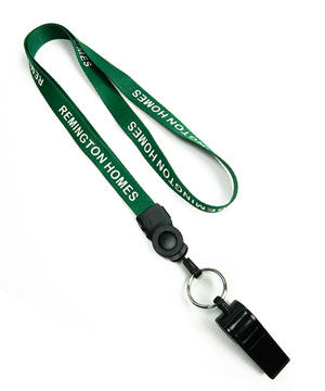  5/8 inch Custom whistle lanyard attached detachable buckle and key ring with a plastic whistle-custom screen printing 