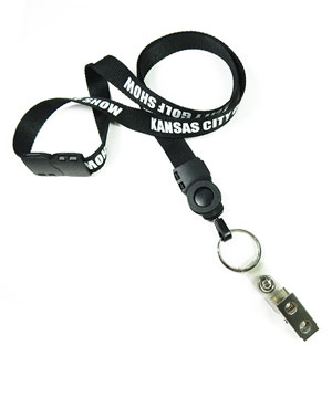  5/8 inch Custom breakaway lanyards attached metal keyring with a ID strap clip-custom screen printing 