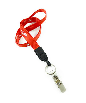  5/8 inch Custom ID lanyard  attached detachable buckle and keyring with a ID strap clip-custom screen printing 
