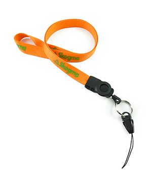  5/8 inch Custom detachable lanyard attached metal split ring with a quick release strap connector-custom screen printing 