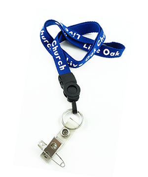  5/8 inch Custom detachable lanyard attached metal keyring with a ID strap pin clip-custom screen printing 