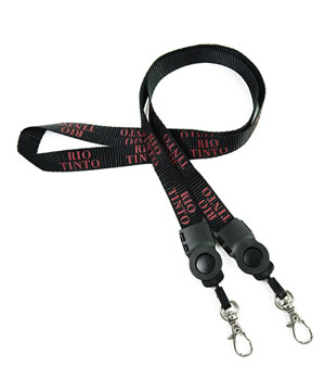  5/8 inch Custom detachable lanyard with a rotating alloy lobster clasp hook on strap each end-custom screen printing 